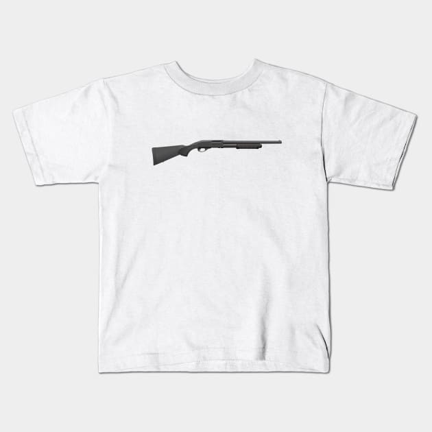 Black Pump-Action Shotgun Kids T-Shirt by NorseTech